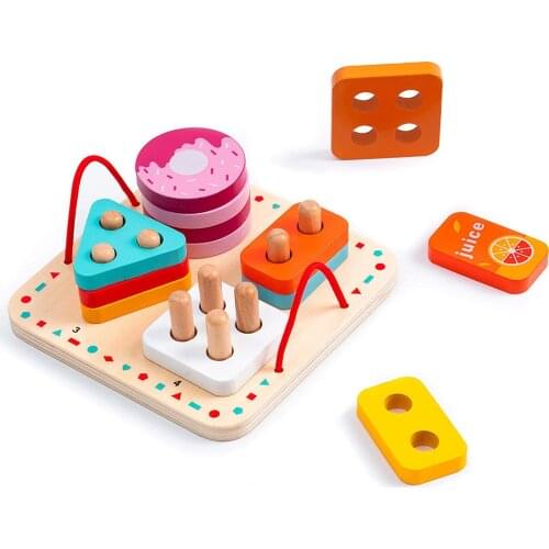 Montessori Toy Wooden Shape Sorter Toy Building Blocks Early Learning Educational Preschool Toys Stacking Puzzle For Children