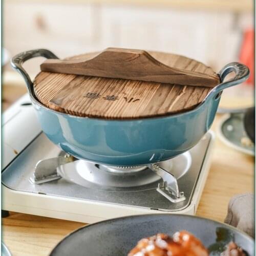 Large Capacity small blue pot household enamel cast iron pot clean immediately after rubbing soup pot thick texture non-stick