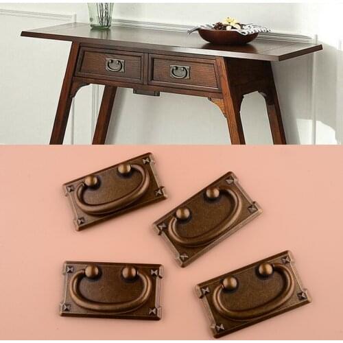 4Pcs New Vintage Style Antique Bronze Drawer Ring Pull Handle Cabinet Door Cupboard Furniture Zinc Alloy
