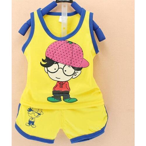 Baby boy clothes suit cotton summer Child wearing a hat kids clothing set vest Tong Kit 0-2years clothing set baby clothing boy