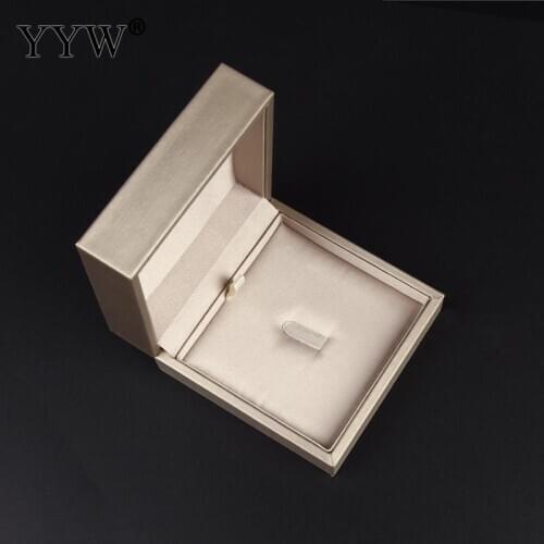 Leather Pendant Box For Women Wedding Gift Packaging Box 90*90*40mm Golden Jewelry Display Sold By Box