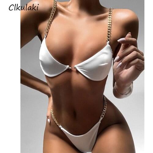 Sexy Bikinis 2021 Muje Swimwear Women Fashion Chain Push up Bikini Set Summer Beach Brezilian Swim Bathing Suits Women beachwear