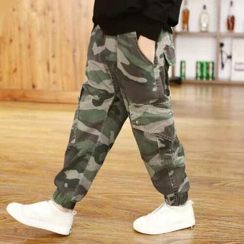 Hot Sale Spring Autumn Style 2019 Children Clothes Camouflage Mid Waist Loose Cotton Boys Pants Kids Boys Causal Straight Pants