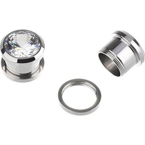 Free Shippment Lot 50pcs Body Jewelry - Ear Tunnels Plugs Screw on Guages 8mm-20MM Earlets CZ Gems Mix Ear Stretchers HOT