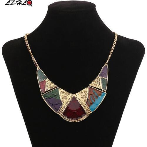 LZHLQ 2002 Gypsy Collar Choker Necklace Women Jewelry Boho Ethnic Enamel Maxi Statement Necklace Girl Torques Kolye Collier