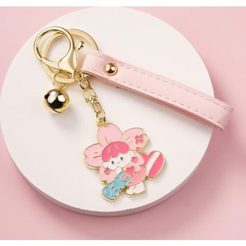 Cute Sakura Girl Alloy Key Chain Charms Kawaii Accessories Pendant Couple Gift Phone Charm High Quality Car Keychain