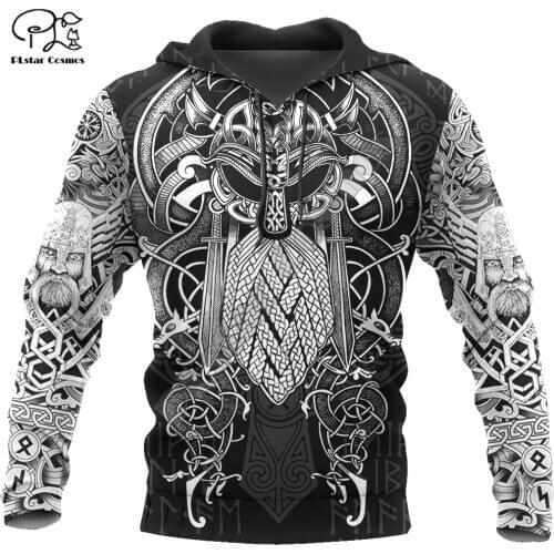 Vikings - Odin Tatoo 3D Printed Mens Hoodie Animal Streetwear Autumn Hooded Sweatshirt Unisex Casual Jacket Tracksuits DK041