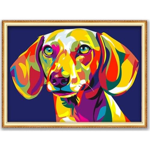 Animal Dog Dachshund DIY Cross Stitch 11CT Embroidery Kits Needlework Craft Set Cotton Thread Printed Canvas Home Decoration Hot