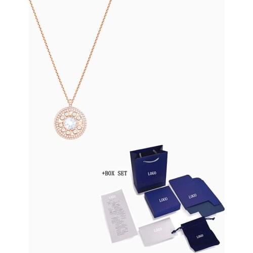 New ADMIRATION Ladies Pendant Necklace Rose Gold Element Round Crystal Shape Female Trend Jewelry Romantic Gift