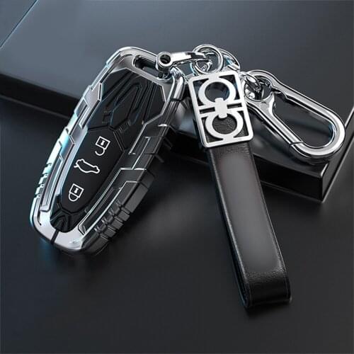 New Zinc Alloy 3BTN Car Remote Smart Key Case Cover Fob Holder Keychain For Audi A6L A7 A8 Q8 E-tron C8 D5 2019 2020 Car Styling