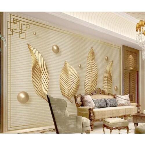 Beibehang Custom wallpaper golden 3d mural Papel de parede leaves ball European pattern TV background wall painting 3d wallpaper