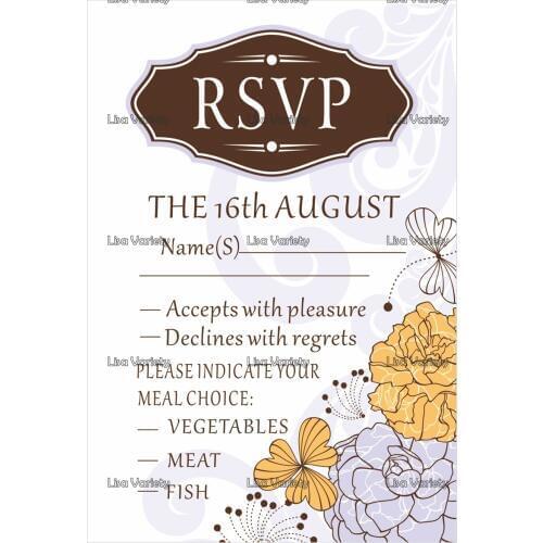 Personalized RSVP Card with Free Envelope for Wedding / Party,50 pcs/lot,R10