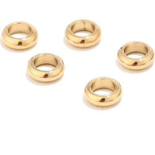 80pcs Stainless Steel Flat Round Gold Large Hole Spacer Beads DIY Jewelry Making Findings