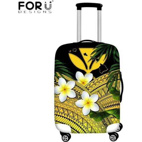 FORUDESIGNS Hawaiian Polynesian Plumeria Print Luggage Cover Thicker Elastic Travel Suitcase Cover Protector Baggage Dust Covers