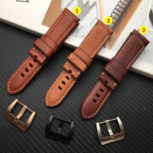 Top Italian Vintage cow leather watch band 22mm 24mm 26mm brwon red bracelet watchband For PAM111 for Panerai strap belt tools