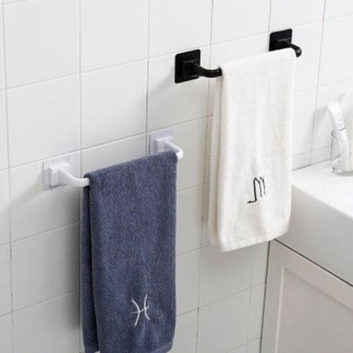 Self-adhesive Towel Rack Bathroom Hotel Wall-mounted Towel Bar Slide Rail Racks Single Pole Home Kitchen Bathroom Pendant