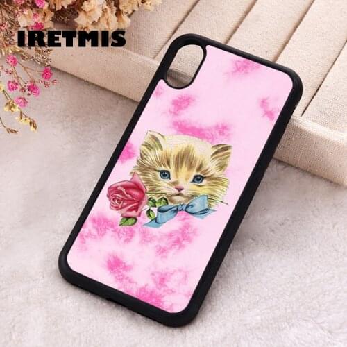 Iretmis 5 5S SE 2020 Phone Cover Cases for iPhone 6 6S 7 8 Plus X Xs Max XR 11 12 MINI Pro Rubber Silicone Kitten Tie Dye