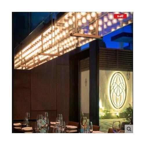 Light luxury restaurant bar chandelier hotel club dining bar engineering lamp wrought iron glass custom decorative chandelier