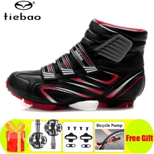 TIEBAO Winter Cycling Shoes Men SPD Pedals Cleats Sapatilha Ciclismo MTB Bike Bicycle Breathable Self-locking Riding Sneakers