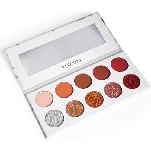 VERONNI Shimmer & Glitter Eyeshadow Palette 10 colors waterproof long-lasting Shadow Palette Cosmetics DHL 48pcs/lot