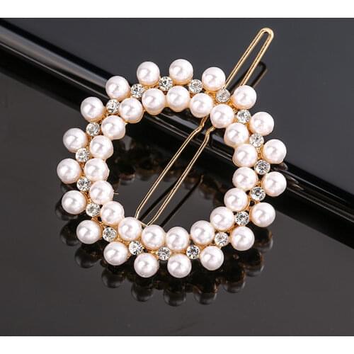 Imitation Pearl Hair Clip Women Barrette Stick INS Brief Elegant Design Round Hair Pin Accessories Styling Tools rhinestone pin