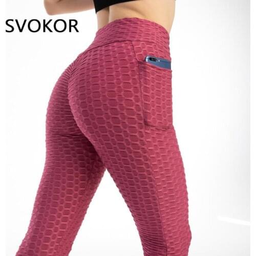 SVOKOR Anti Cellulite Women Leggings with Pockets High Waist Push Up Legging Fitness Gym Pants Spandex Polyester Active Wear