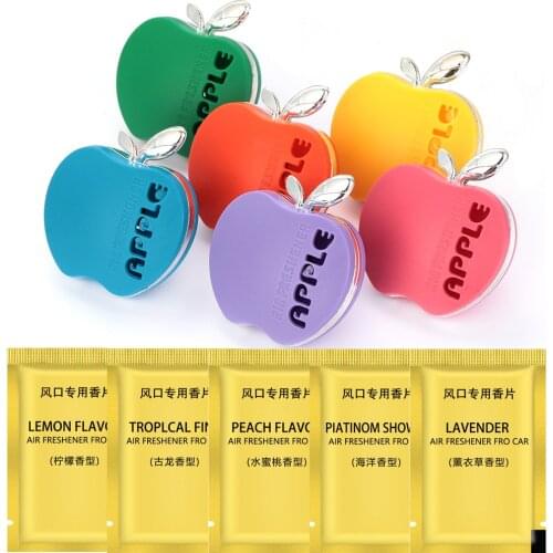 1PC Cute Apple Car Perfume Air Freshener With Supplements Original Flavor Lavender Fragrance Auto Accessories Flavor Random