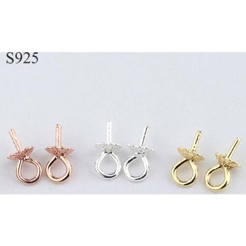 10pcs Real Pure Solid 925 Sterling Plain Silver Rose Gold Bead Cap Connectors for Pendants Cap Jewelry Findings Wholesale