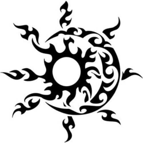 12.7*12.7CM Tribal Sun And Moon Personalized Car Stickers Interesting Motorcycle Vinyl Decals Black/Silver C7-1696