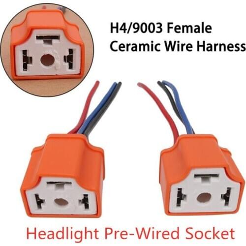 2/4pcs H4 9003 HB2 3Pin Headlight Pre-Wired Socket Plug Adapter Socket LED Bulb Socket Plug-in Light Bulb Extension For H4