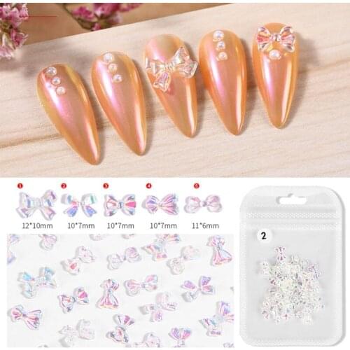 30pcs 3D Resin Bow Nail Decoration Butterfly Bowknot Nails Charms Art Designs DIY Colorful for Women Girls
