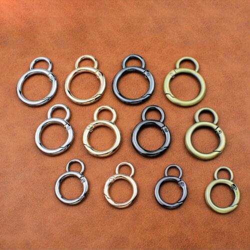50Pcs Metal Double Circle Snap Hook Spring Gate O Ring Trigger Clasp for Leather Craft Bag Strap Belt Connecting Hardware Access