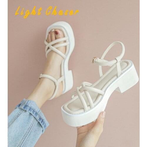 Women Sandals 2021 Fashion Wedge Platform Gladiator Sandals Open Toe Buckle Strappy Sandals Summer Shoes Women Sandalias Mujer