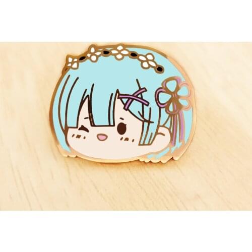 Anime Re:Zero Rem Hard Enamel Pin Cute Cartoon Blue Short Hair Maid Girl Medal Brooch Fashion Unique Lapel Backpack Pins Jewelry