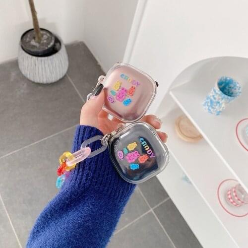 For Samsung Galaxy Buds Live/Buds Pro Case Korea Rainbow Bear Keychain Silicone Clear Earphone Case For Galaxy Buds Live Cover