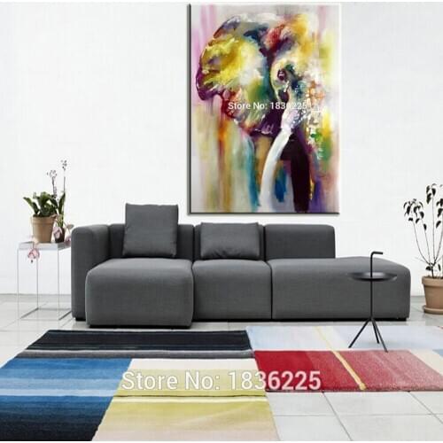 Hot sale Hand-painted modern home decorative abstract canvas oil painting on canvas Colors elephant canvas painting frameless