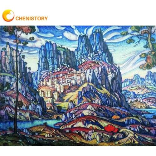 CHENISTORY Frame Oil Painting By Numbers Mountain Abstract Landscape Picture By Number Modern Home Decoration DIY Gift