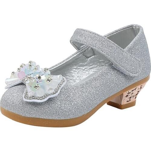 Girls Leather Shoes High-heeled Girls Shoes Show Children Crystal Single Shoes Kids Performance Shoes Childrens Princess Shoes