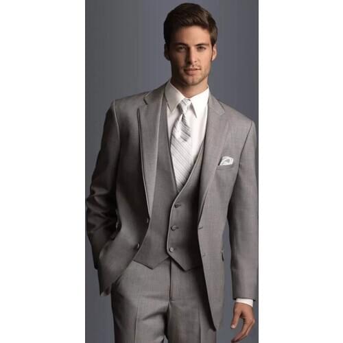 Handsome Men Suits Notched Lapel Tailored Formal Tuxedos For Wedding Bridegroom Three Pieces Prom Blazers (Jacket+Pants+Vest)