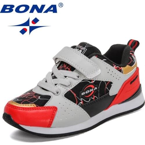BONA 2021 New Designers Running Sneakers Children Luxury Brand Breathable Sports Shoes Boys Casual Shoes Girls Walking Footwear