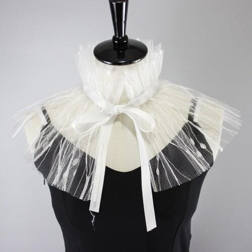 Linbaiway Women Lace Fake Collars Shawl Necklace Choker Ladies False Collars for Half Shirt Dress Detachable Collar Neck Ruff