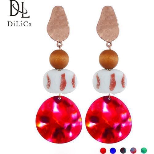 DiLiCa Fashion Women Earrings 2018 Vintage Bohemia Drop Earrings Female Alloy Acrylic Geometric Charming Earring Dangle ohrringe