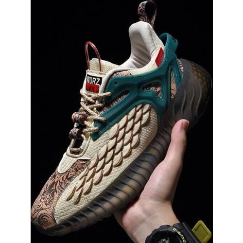 Men Running Shoes Fish Scale Luminous Sports Sneakers Mesh Trainers Zapatillas De Hombre Fashion High Quality Old Dad Sneaker