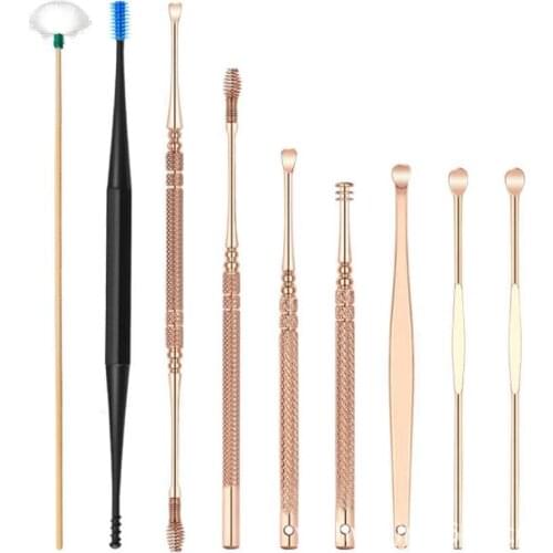 9Pcs Ear Wax Pickers Steel Earpick Wax Remover Curette Ear Pick Cleaner Ear Cleaner Spoon Care Ear Cleaning Tools Set