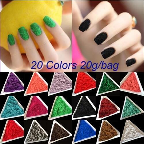 Wholesale 20 Colors 20g/bag Candy Decoration Polish Nail Art DIY Tips Design Velvet Flocking Dust Powder Manicure Velvet Powder