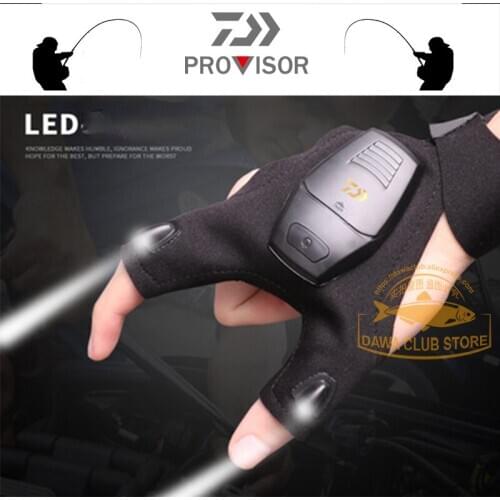 2020 Daiwa New Mens Led Night Fishing Glove Outdoor Luminous Sports Gloves Led Finger Lamp Fishing Gloves
