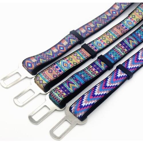 DHK 1'' 25mm Dog Seat Belt Tribal Pattern Personalized High Quality Ribbons Adjustable Dog Car Seat Belts C1917