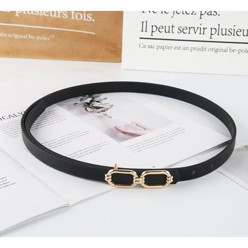 Fashion PU Leather Thin Belt For Women Personality Metal Buckle Waist Strap Designer Ladies Trouser Dress Decoration Waistband