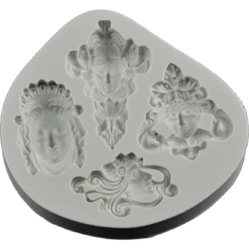 Retro European Style Greek Goddess Avata Buddha Head Portrait Cake Decoration Silicone Fondant Sugar Mold Chocolate Mold H401