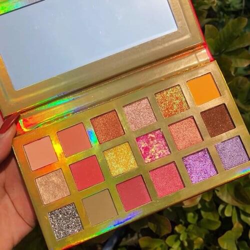 Sweet Mint 18 Color Golden Matte Eye Shadow Shiny Glitter Shimmer Pearly Eyeshadow Palette Long-lasting Natural Eye Makeup TSLM2